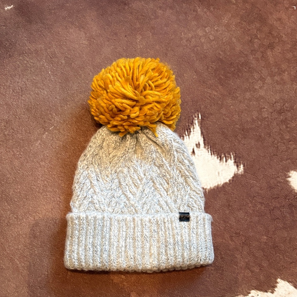 David and Young Gray Beanie with Mustard Pom-Pom